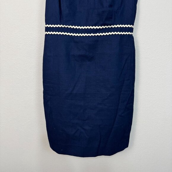 J. Crew Womens Sleeveless Rickrack Trim Sheath Suiting Dress Navy Blue Size 6 - Picture 3 of 16